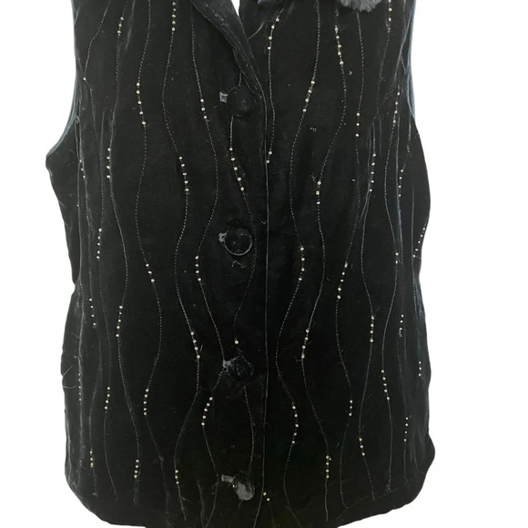 Summit Silks Velvet Silk Vest with removable Fur Blue Size Small - Picture 4 of 10